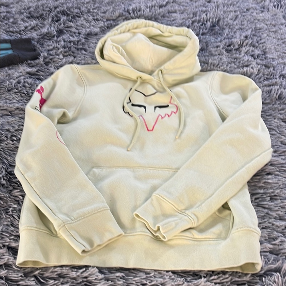 Fox Women's Cream and Pink Hoodie